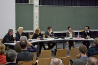 Podiumsdiskussion mit Markus Holzbach, Cornelia Hentschel, Cornelie Leopold, Daniel Lordick, Uta Graff, Achim Menges
